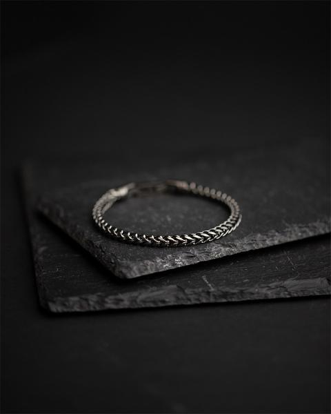 5 mm Fuchsschwanzarmband aus Edelstahl mit schwarzem Finish - Milia Black